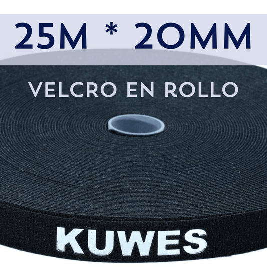Rollo de velcro negro 25M Kuwes KRGT-2075BK - LA CASA DEL TELEFONO