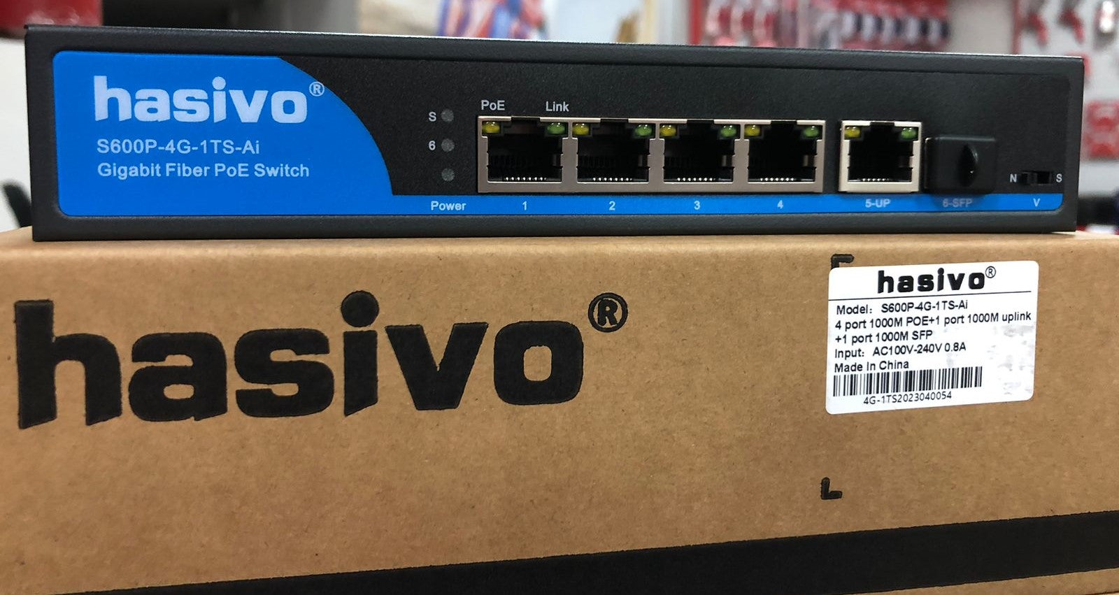 Switch de 4 puertos Gigabit PoE + 1GE uplink + 1GE SFP – S600P-4G-1TS-Ai hasivo