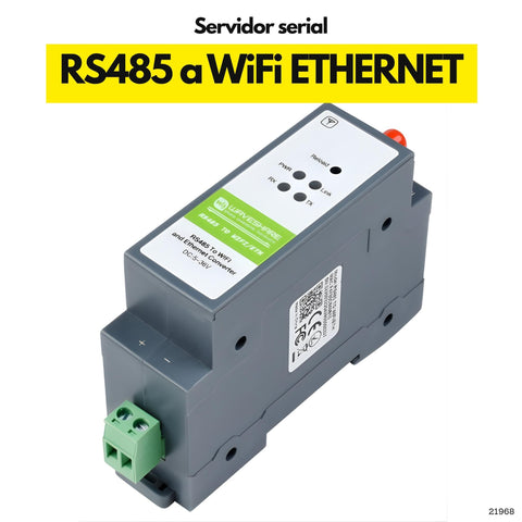 Servidor Serial RS485 Industrial WiFi Ethernet Modbus para Riel DIN