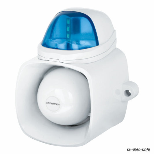 Sirena estroboscópica Enforcer SH-816S-SQ/R lente azul alarma exterior 