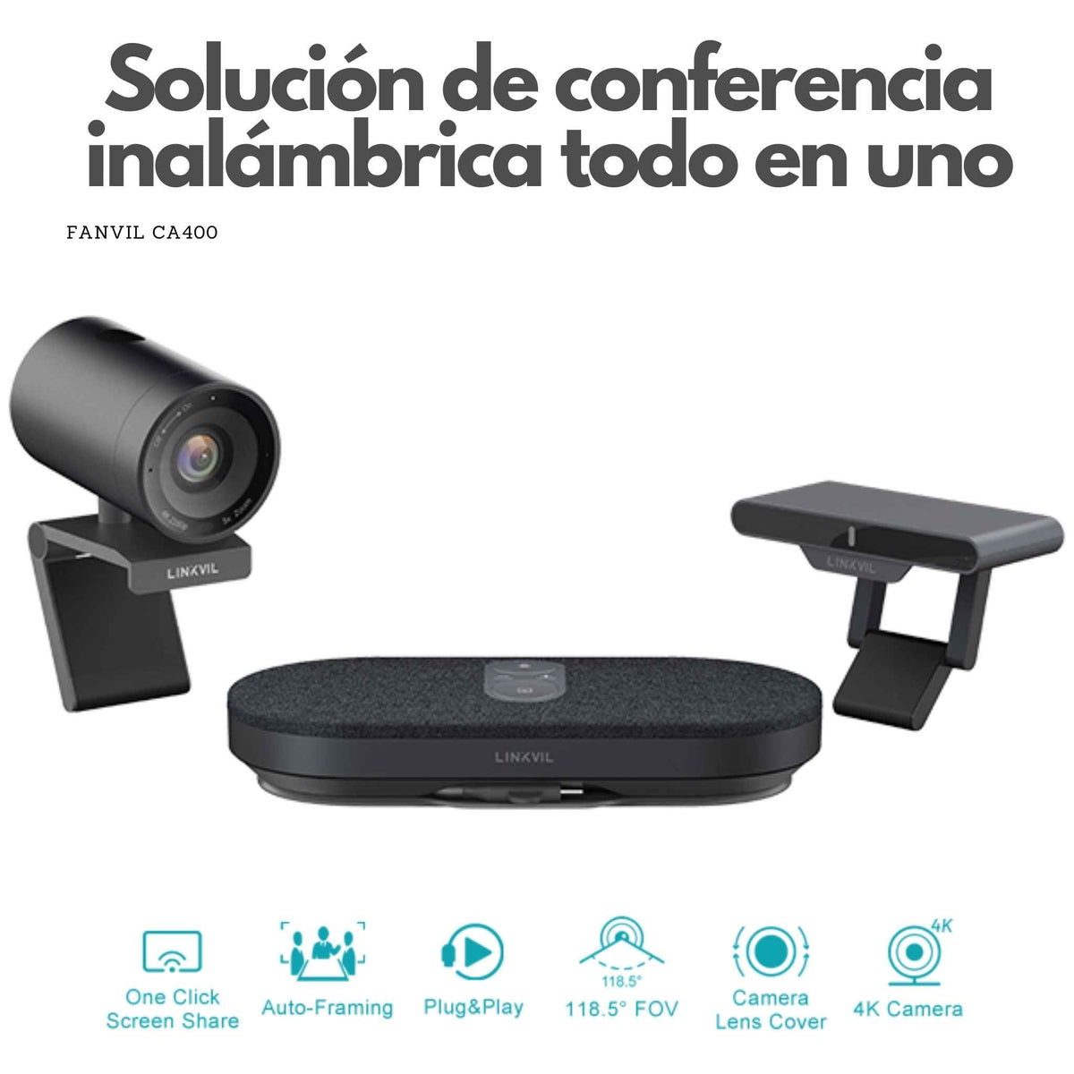 Sistema de Video Conferencia inalámbrico 4K Fanvil CA400 - LA CASA DEL TELEFONO