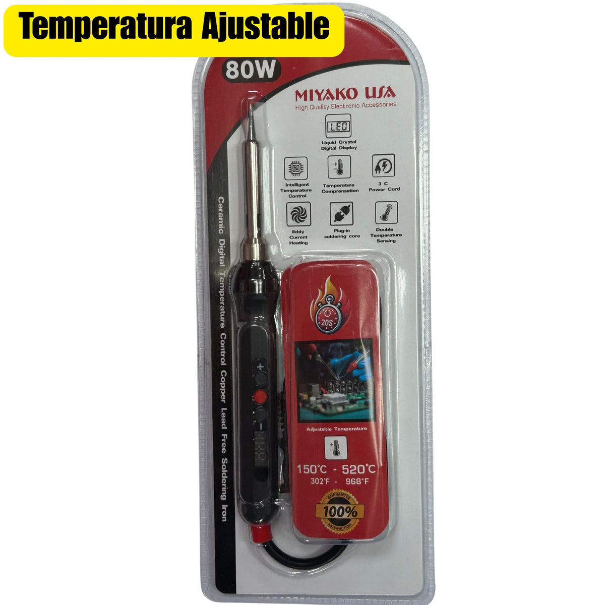 Soldador cautín digital 80W de temperatura ajustable (150°C-520°C) 74BCTS80W - LA CASA DEL TELEFONO
