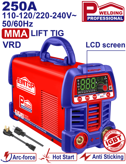 Soldadora inverter MMA / TIG 250A Emtop ULWDEM2561 - LA CASA DEL TELEFONO