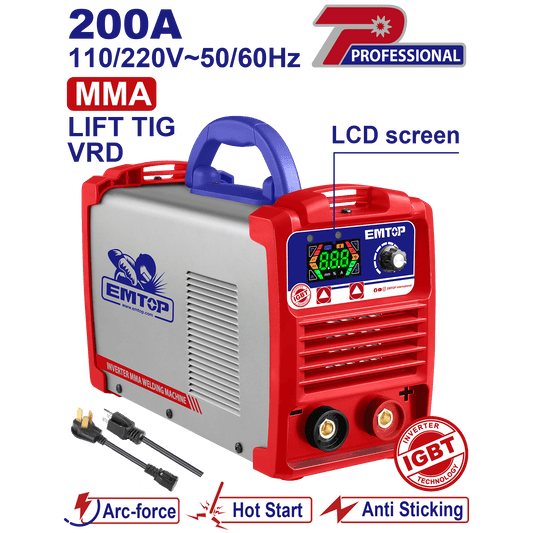 Soldadora inverter MMA/TIG INDUSTRIAL de 200A Emtop ULWDEM2061 uso Profesional - LA CASA DEL TELEFONO