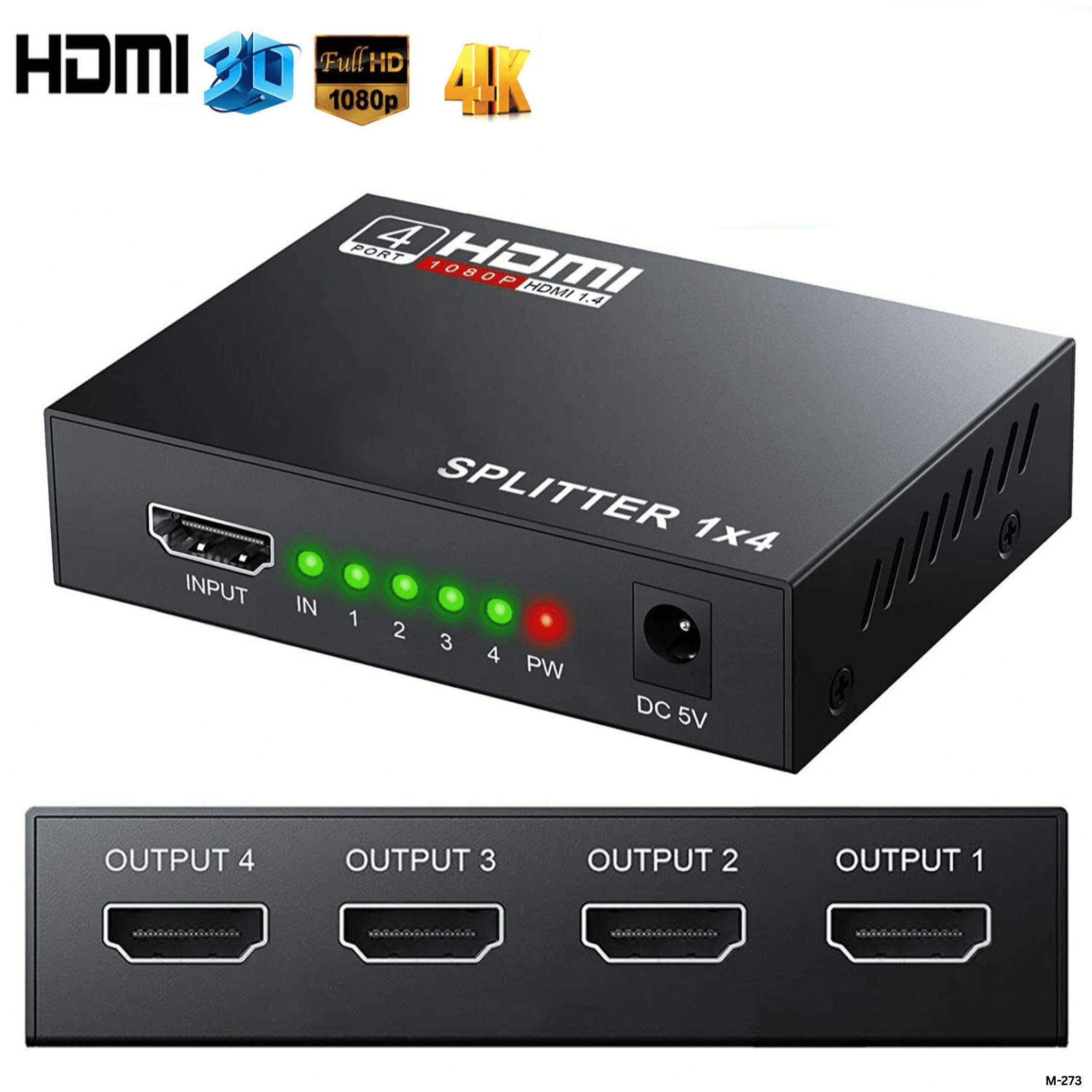 Splitter HDMI 1x4 con amplificador VOYZ M-273 para TV 