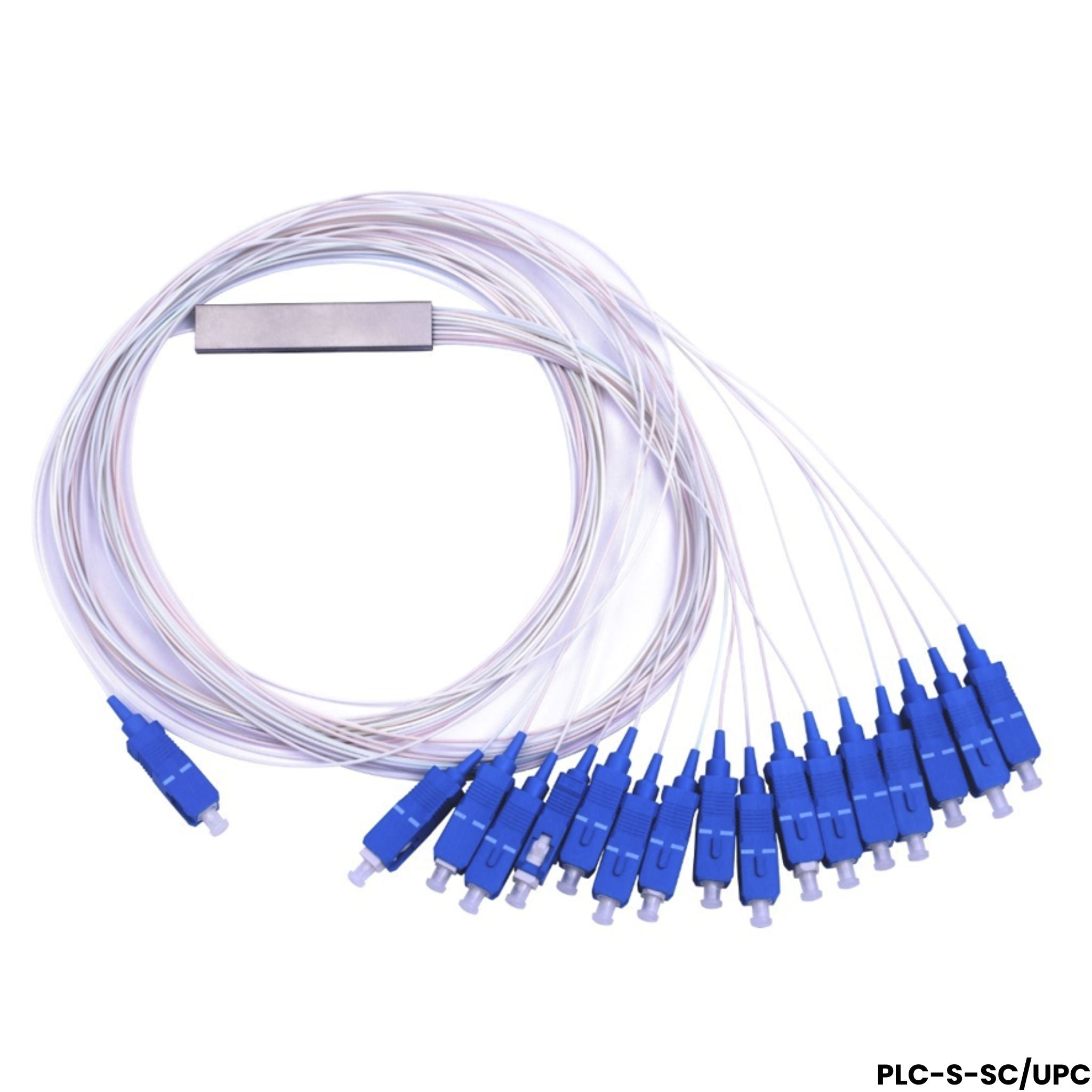 Divisor óptico PLC Splitter 1x16 SC/UPC Monomodo 900µm para redes FTTH GPON 