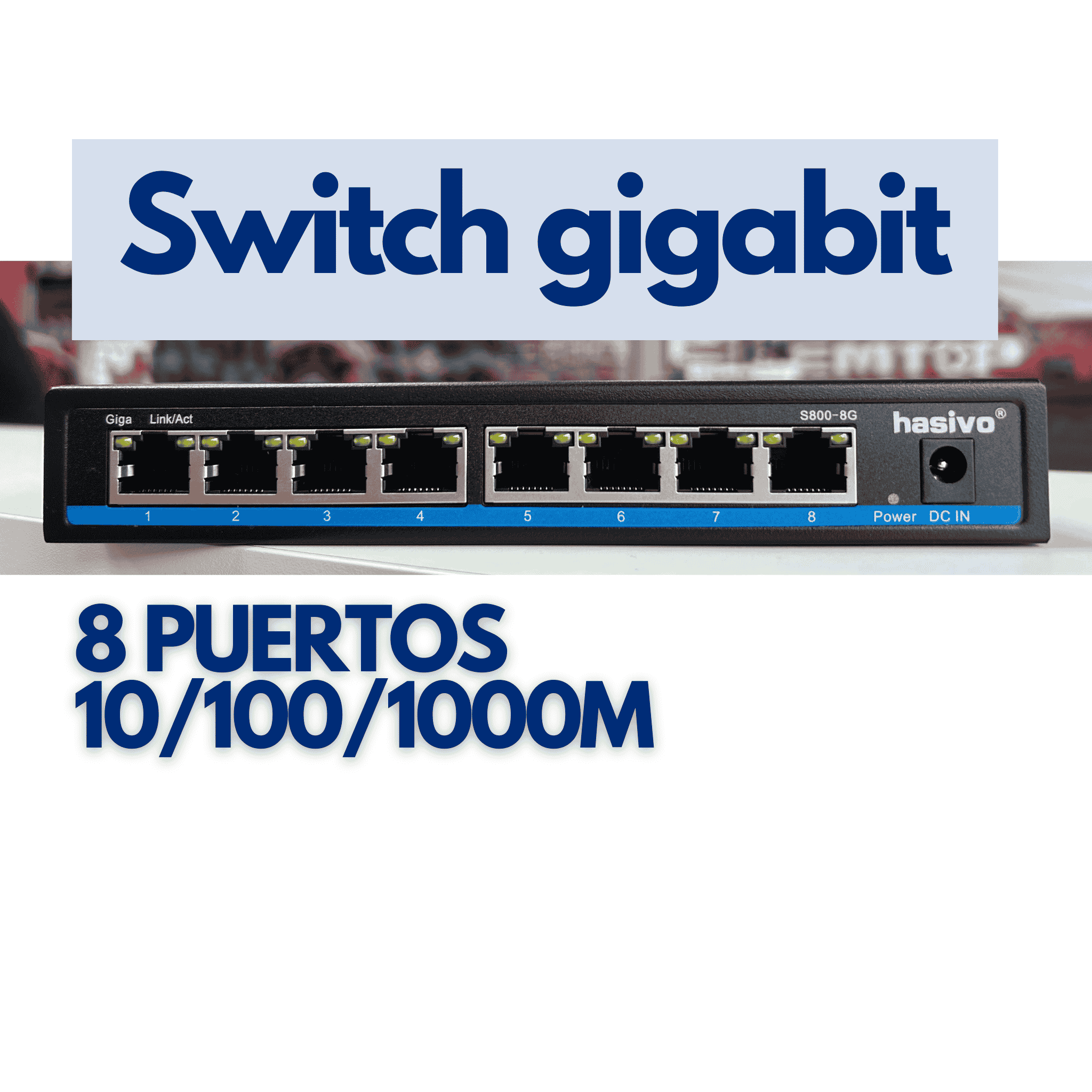 Switch gigabit 8 puertos Hasivo S800-8G para oficina o red doméstica