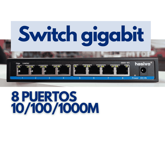 Switch gigabit 8 puertos Hasivo S800-8G para oficina o red doméstica