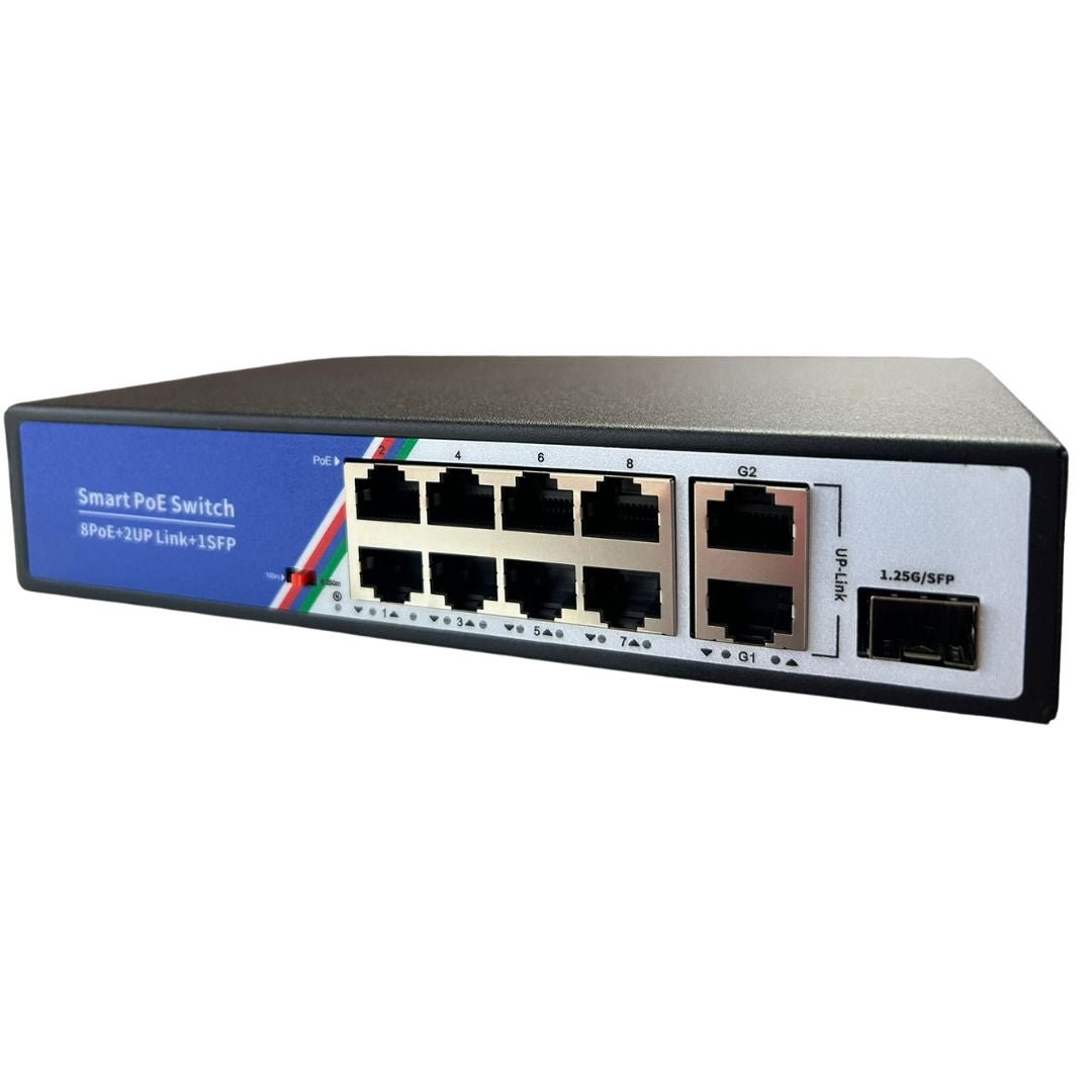 Switch Gigabit PoE 8 puertos + 2 UP Link + 1 SFP – PSW-8G2G1S - LA CASA DEL TELEFONO