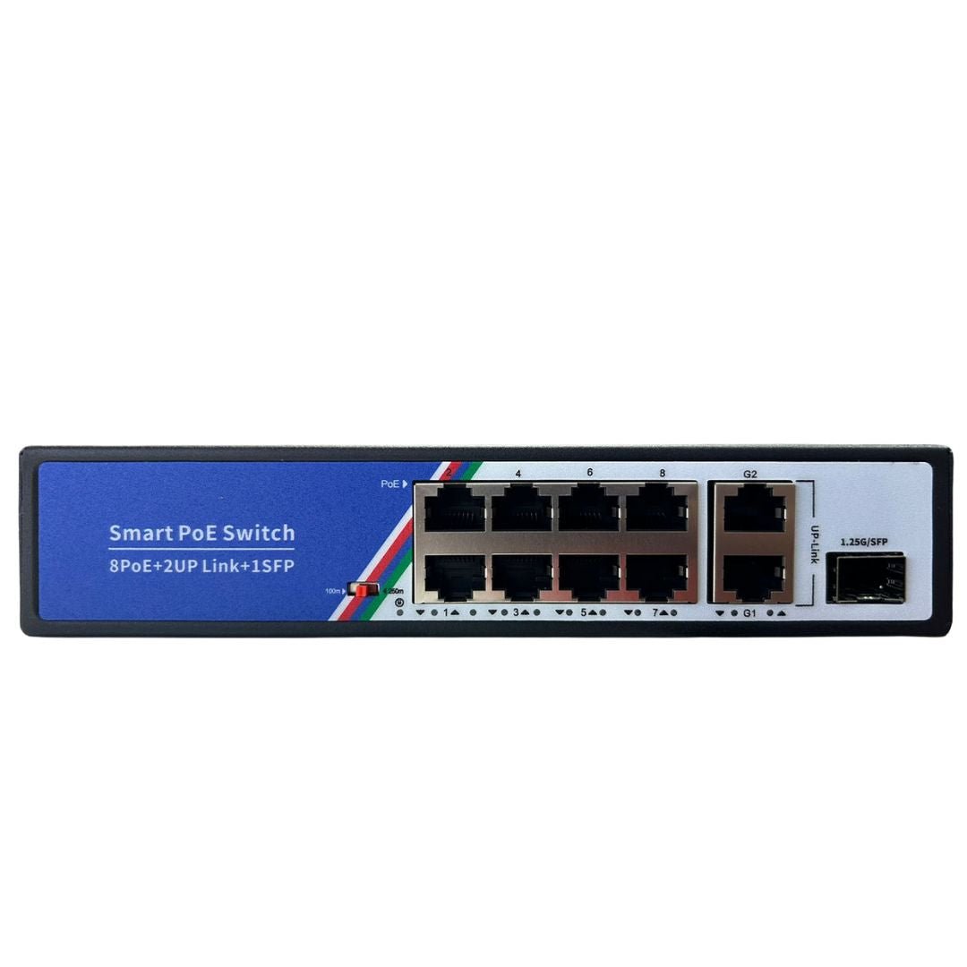 Switch Gigabit PoE 8 puertos + 2 UP Link + 1 SFP – PSW-8G2G1S - LA CASA DEL TELEFONO