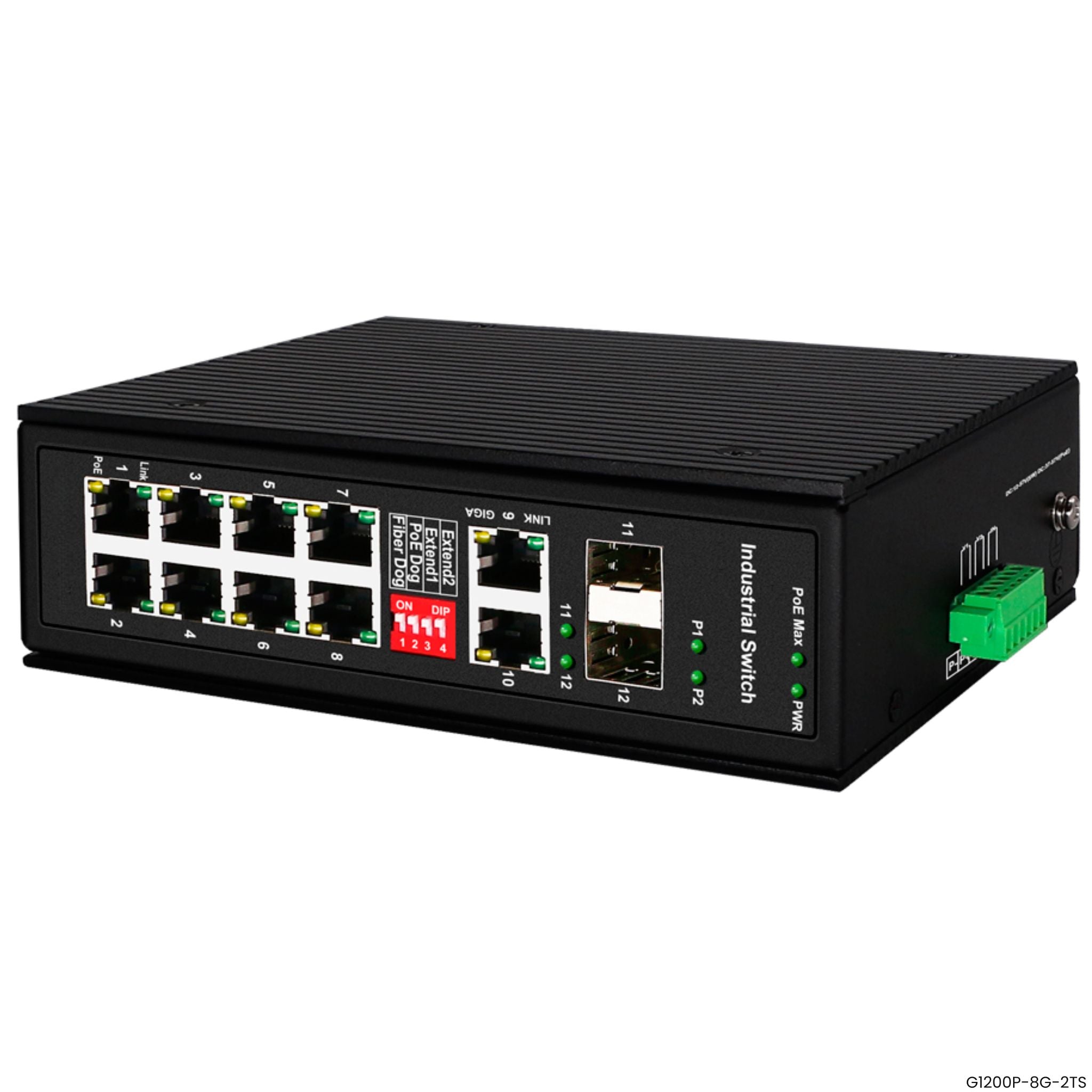 Switch industrial PoE Hasivo G1200P-8G-2TS montaje DIN Panamá