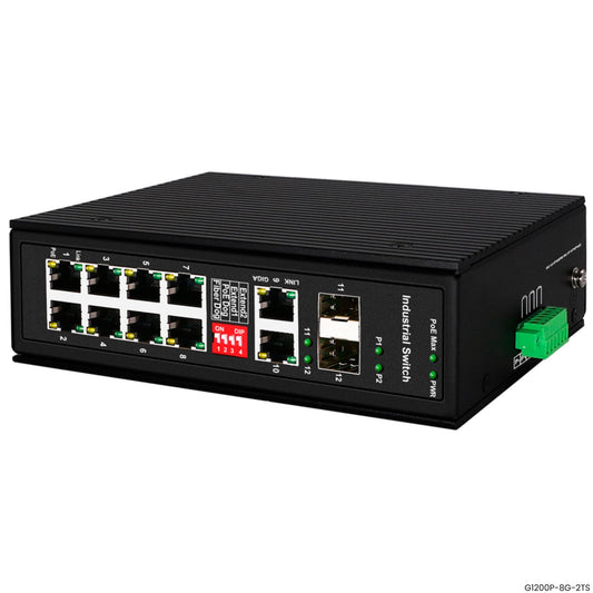 Switch industrial PoE Hasivo G1200P-8G-2TS montaje DIN Panamá