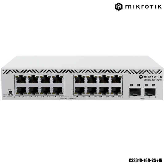 Switch MikroTik Cloud Smart CSS318-16G-2S+IN | Administrable de 16 puertos Gigabit + 2 SFP+ (10G) - LA CASA DEL TELEFONO