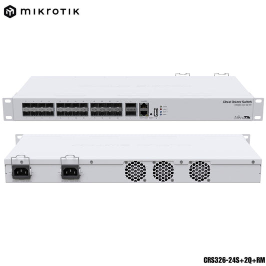 Switch MikroTik CRS326-24S+2Q+RM | 24 Puertos 10G SFP+ y 2 Puertos 40G QSFP+ | Dual Boot - LA CASA DEL TELEFONO