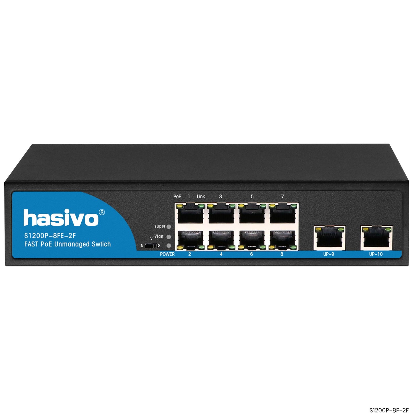 Switch PoE 8 puertos Hasivo S1200P-8F-2F para cámaras IP