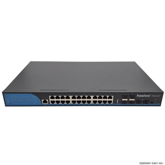 Switch PoE administrable 2.5G Hasivo S5800WP-24GT-6S+ para redes