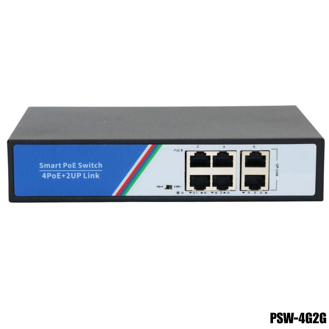 Switch PoE Gigabit PSW-4G2G con 4 Puertos PoE + 2 Uplink 1000Mbps | 78W total - LA CASA DEL TELEFONO