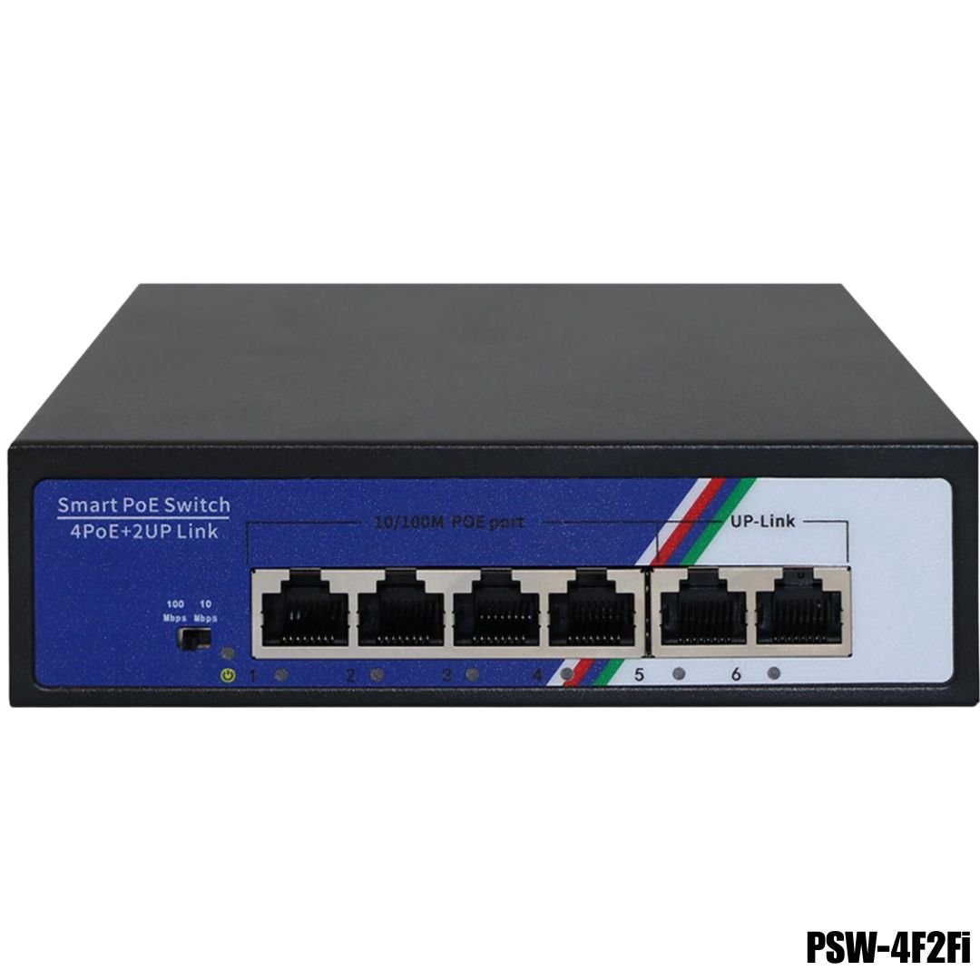 Switch PoE PSW-4F2Fi con 4 puertos PoE + 2 Uplink | 78W total - LA CASA DEL TELEFONO