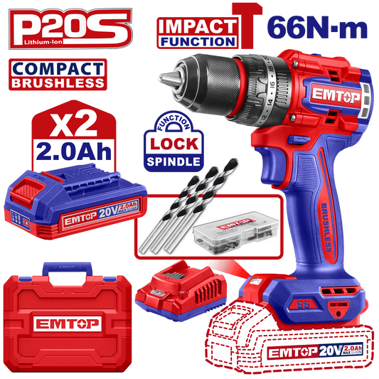 Taladro de impacto 20V 66Nm sin escobillas EMTOP ULCIDL20668 - LA CASA DEL TELEFONO