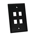 Tapa Keystone de pared 4 Puertos Negra – Quest NFP-1041
