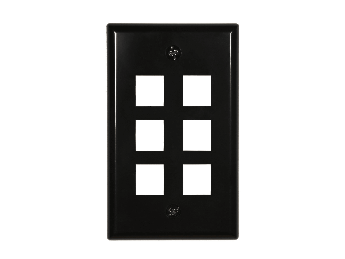 Tapa Keystone de pared 6 puertos negra – Quest NFP-1061 - LA CASA DEL TELEFONO