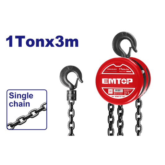 Tecle de cadena de 1 tonelada EMTOP ECBK110 - LA CASA DEL TELEFONO