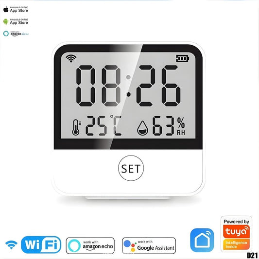 Termohigrómetro sensor temperatura y humedad WiFi Tuya D21