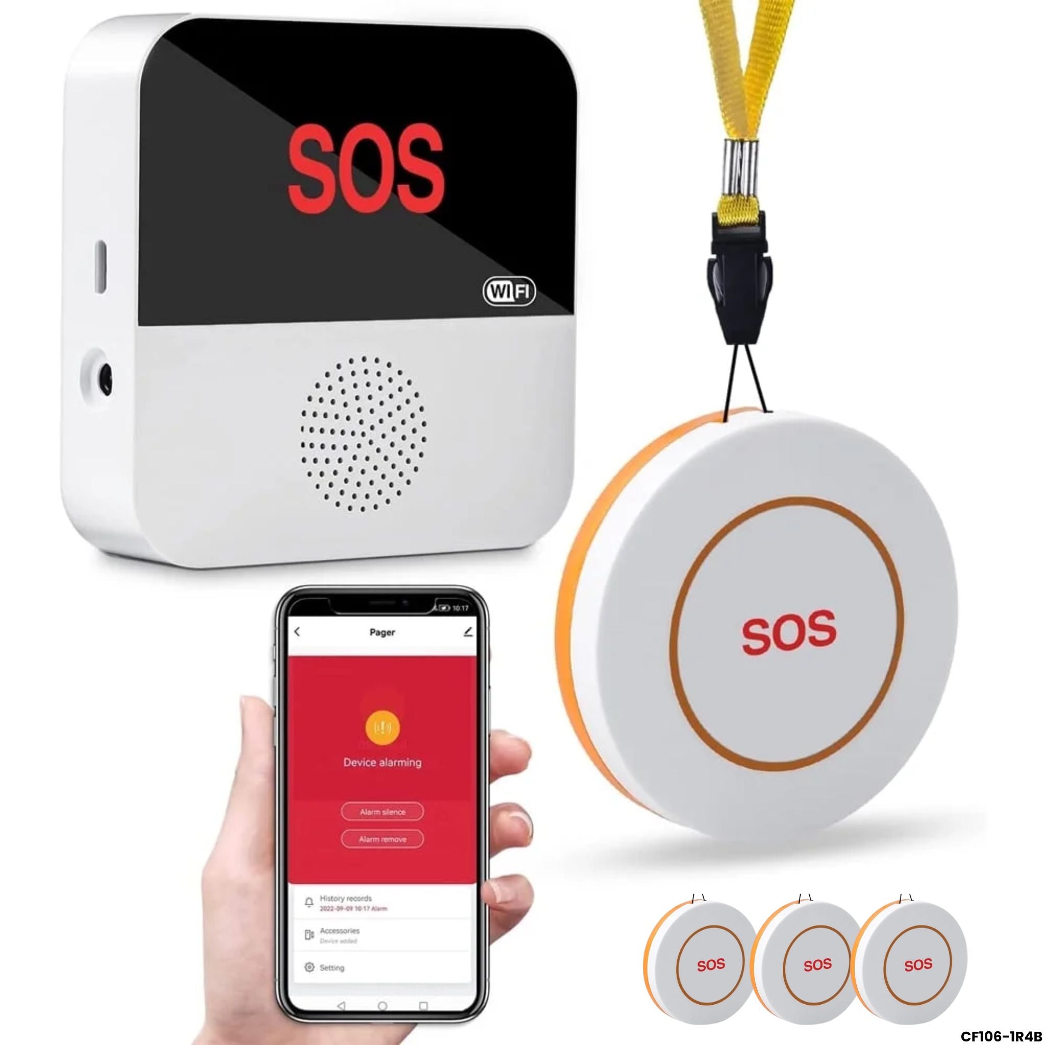 Timbre emergencia enfermera WiFi Tuya SOS 4 botones pager adultos mayores Panama 