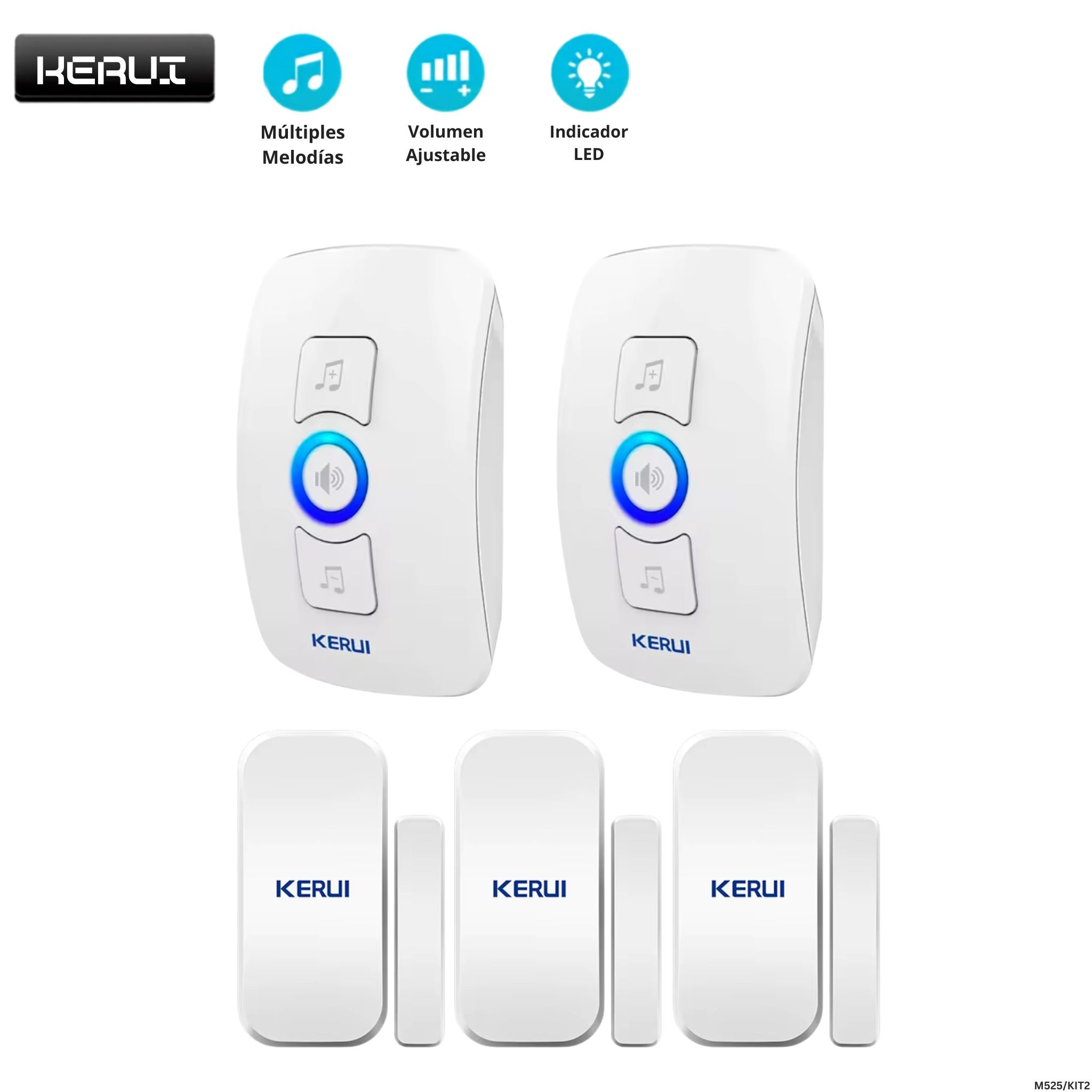 Timbre inalámbrico KERUI M525 con sensor de puerta y ventana 