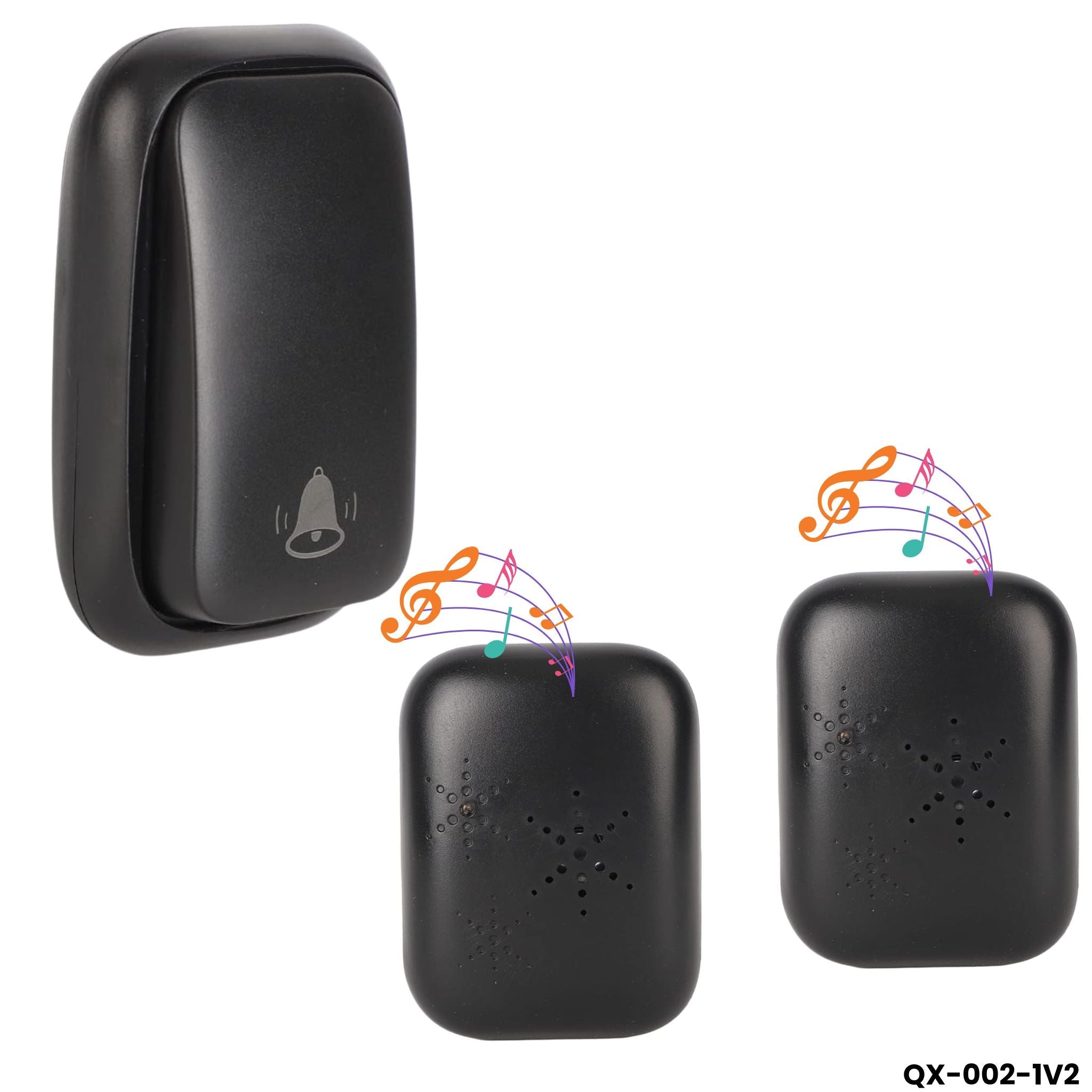 Timbre Inalámbrico Sin Batería 1 Botón 2 Receptores 433MHz QX-002-1V2 - LA CASA DEL TELEFONO
