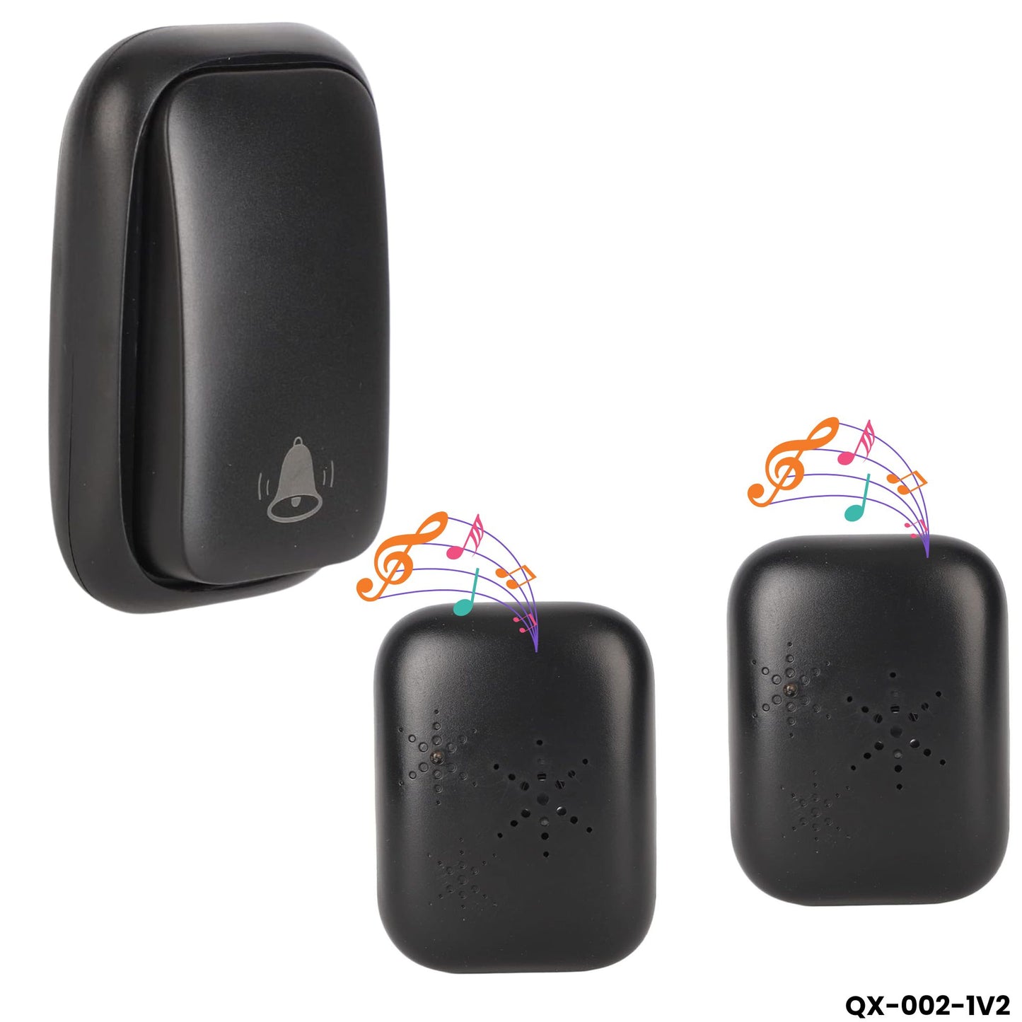 Timbre inalámbrico sin batería 1 botón 2 receptores 433MHz QX-002-1V2 hogar 