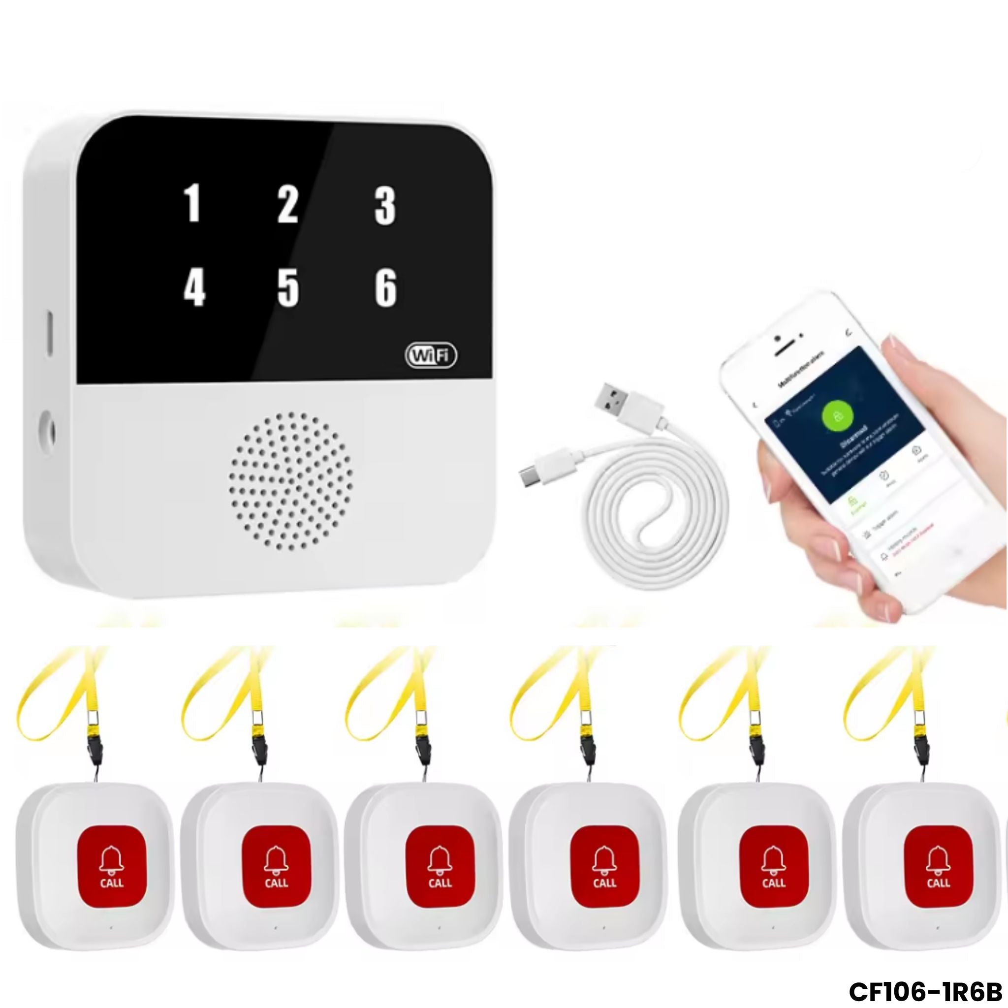 Timbre llamada enfermero WiFi Tuya SOS 6 botones pager pacientes adultos mayores Panama 