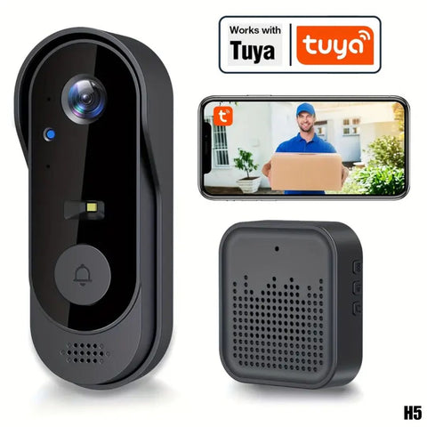 Timbre de video inalámbrico Tuya H5 con Ding Dong USB y Notificaciones