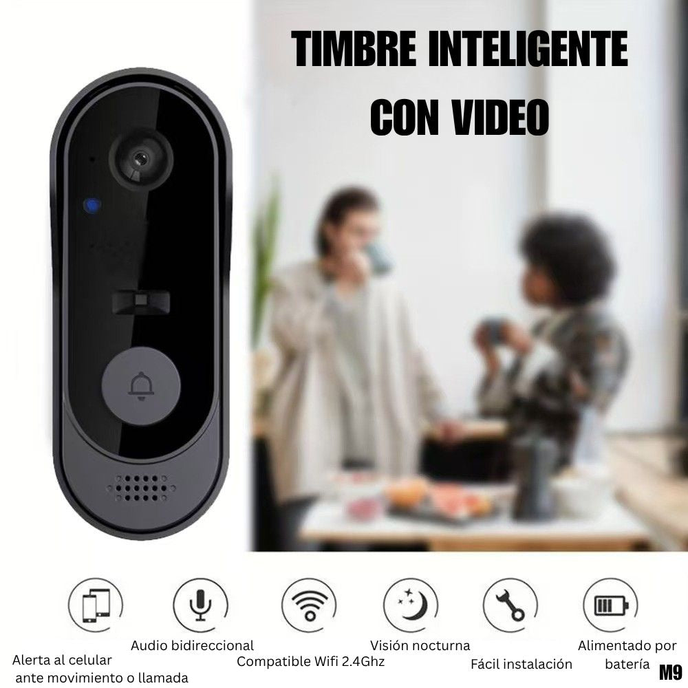 Timbre de Video Inalámbrico M9 (720P) con Ding Dong USB y App Tuya