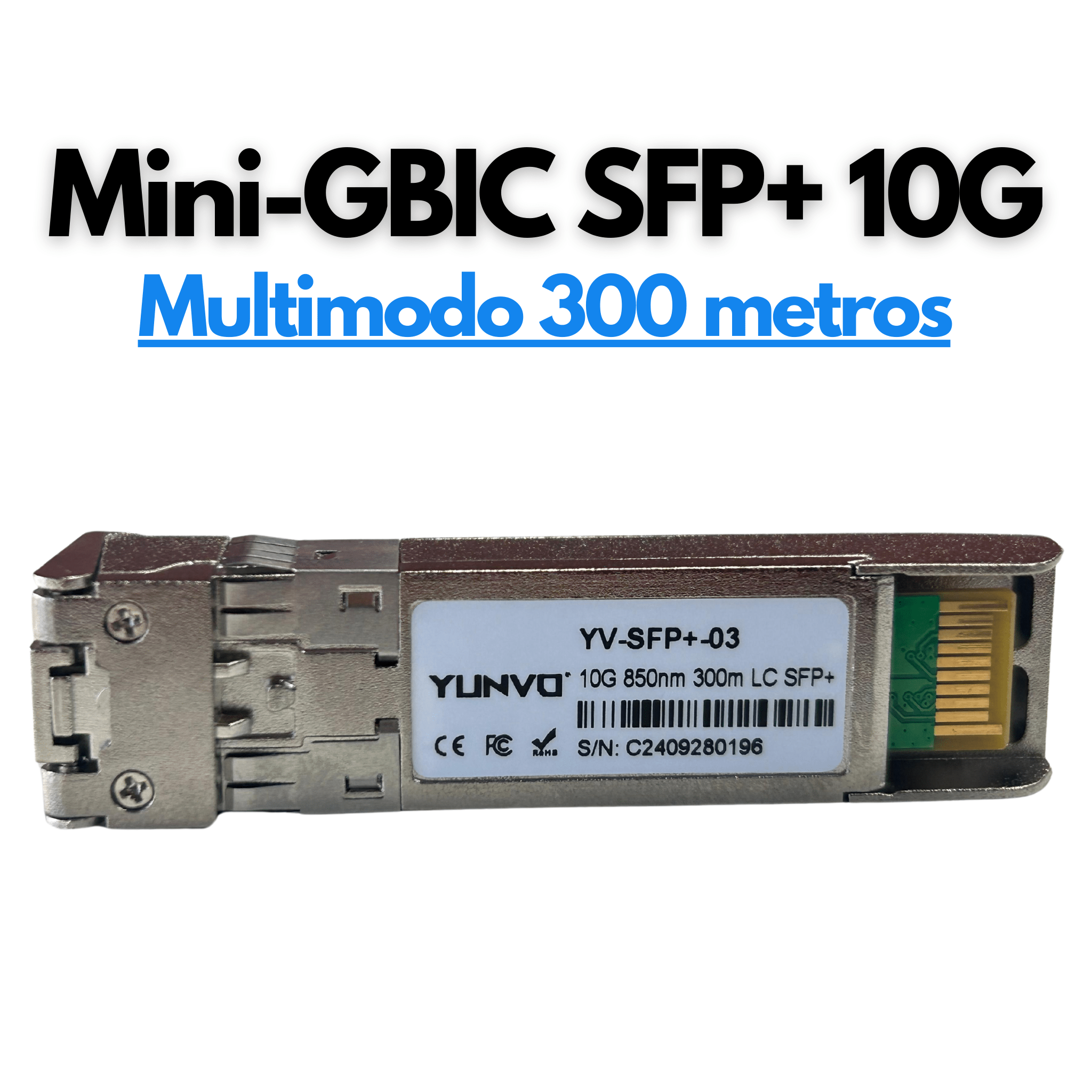 Transceptor Mini GBIC SFP+ LC 10G Dúplex 850nm 300 metros - LA CASA DEL TELEFONO