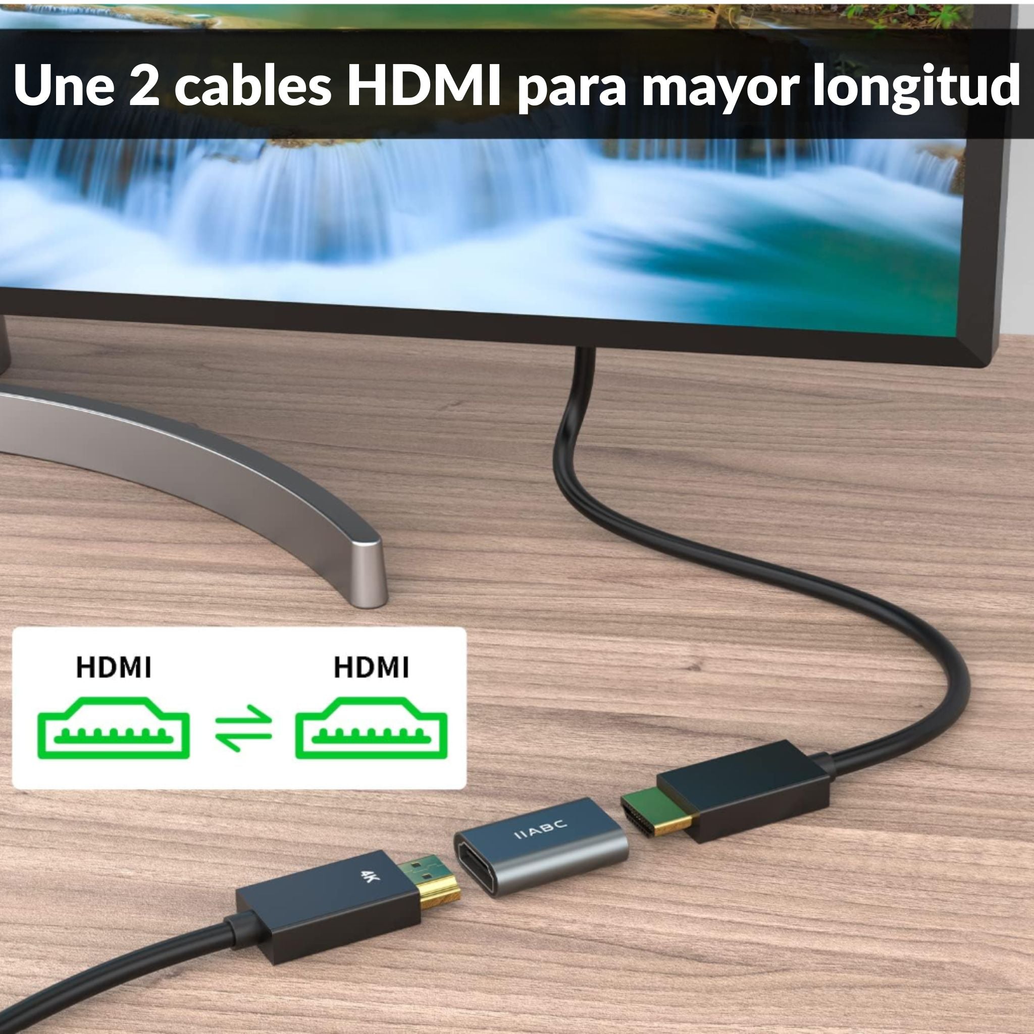Acoplador HDMI hembra a hembra IIABC 4K 60Hz 18Gbps aluminio chapado oro