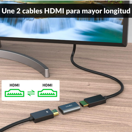 Acoplador HDMI hembra a hembra IIABC 4K 60Hz 18Gbps aluminio chapado oro