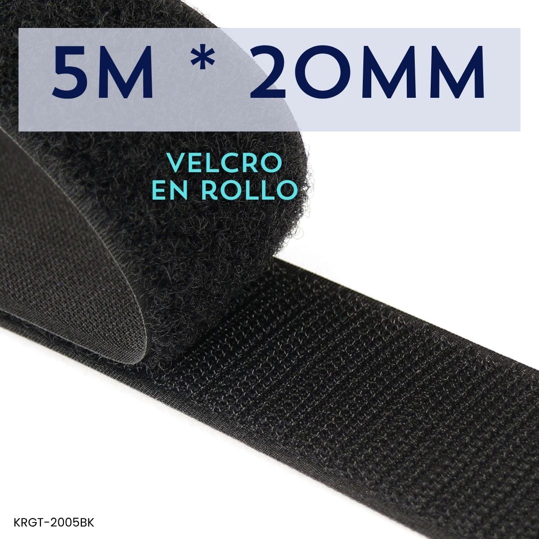 Velcro para cable negro Kuwes Grip KRGT-2005BK 20mm x 5m reutilizable 