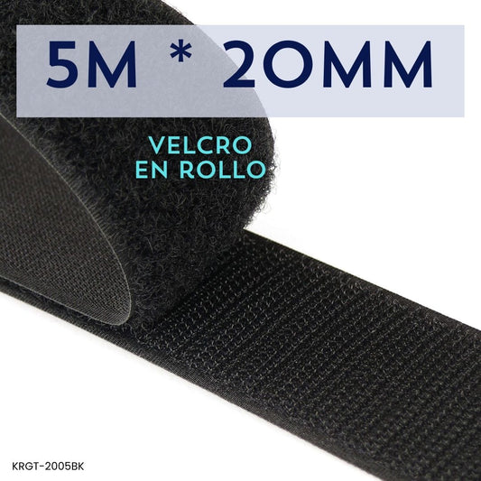 Velcro para cable negro Kuwes Grip KRGT-2005BK 20mm x 5m reutilizable 
