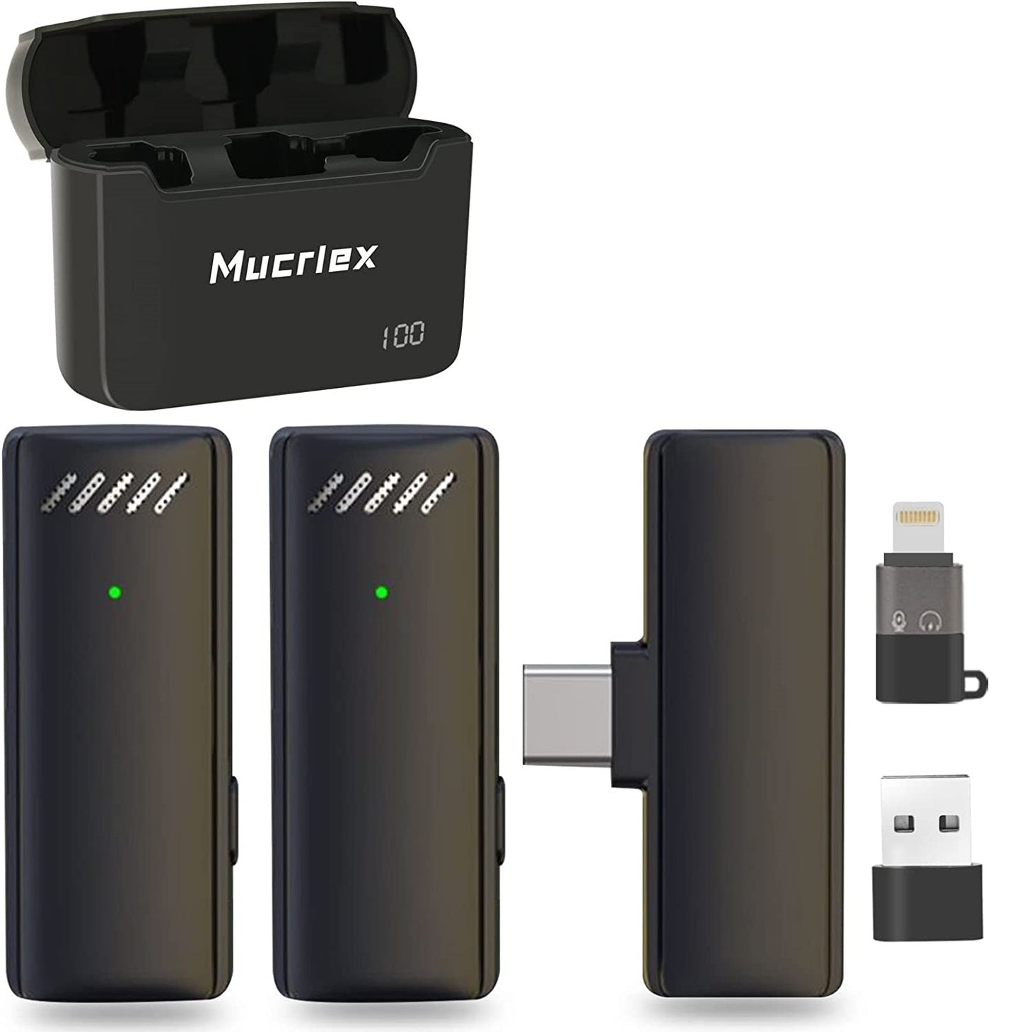 Kit con dos micrófonos inalámbricos de solapa para android iOS PC