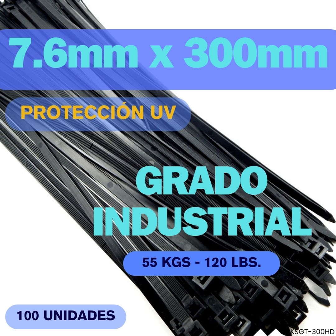 Zuncho Nylon 66 Heavy Duty UV Negro KUWES KSTG-300HD 300mm industrial Panamá 