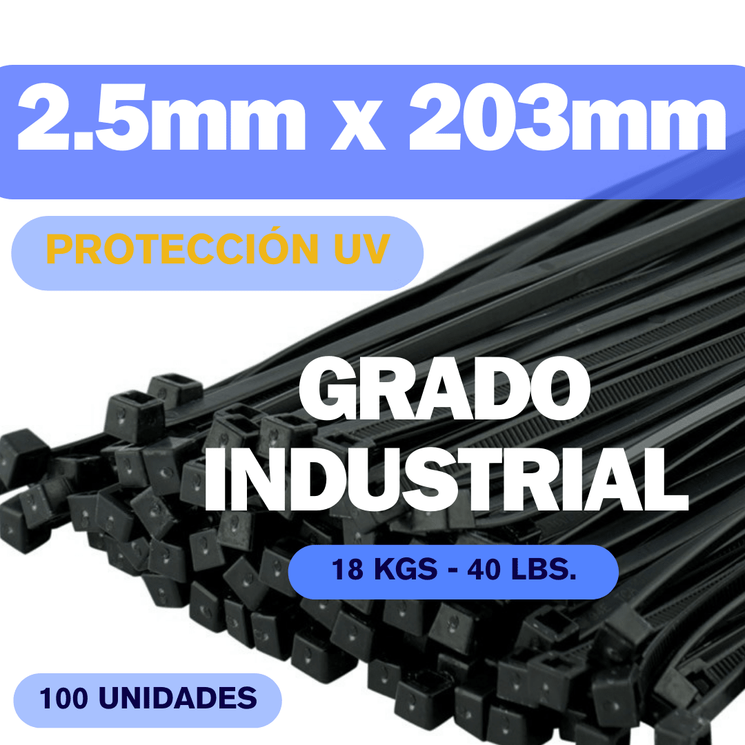 Zunchos negros protección UV grado industrial 8” KSGT-200MWMC - LA CASA DEL TELEFONO