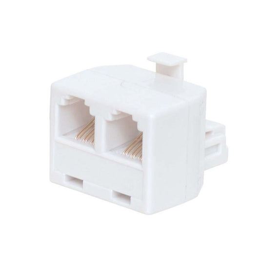 Adaptador Y para teléfono, 2 entradas RJ-11, 4 pines, color blanco – NTC-2422 Quest
