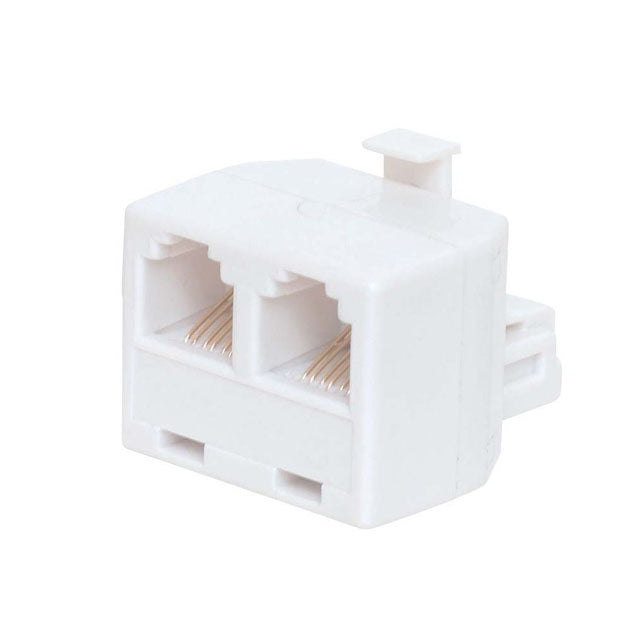 Adaptador Y para teléfono, 2 entradas RJ-11, 4 pines, color blanco – NTC-2422 Quest