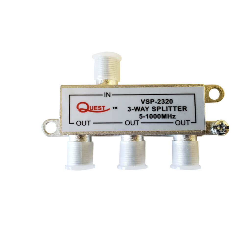 Quest VSP-2320 – Splitter para Cable TV de 3 salidas horizontal, 1Ghz