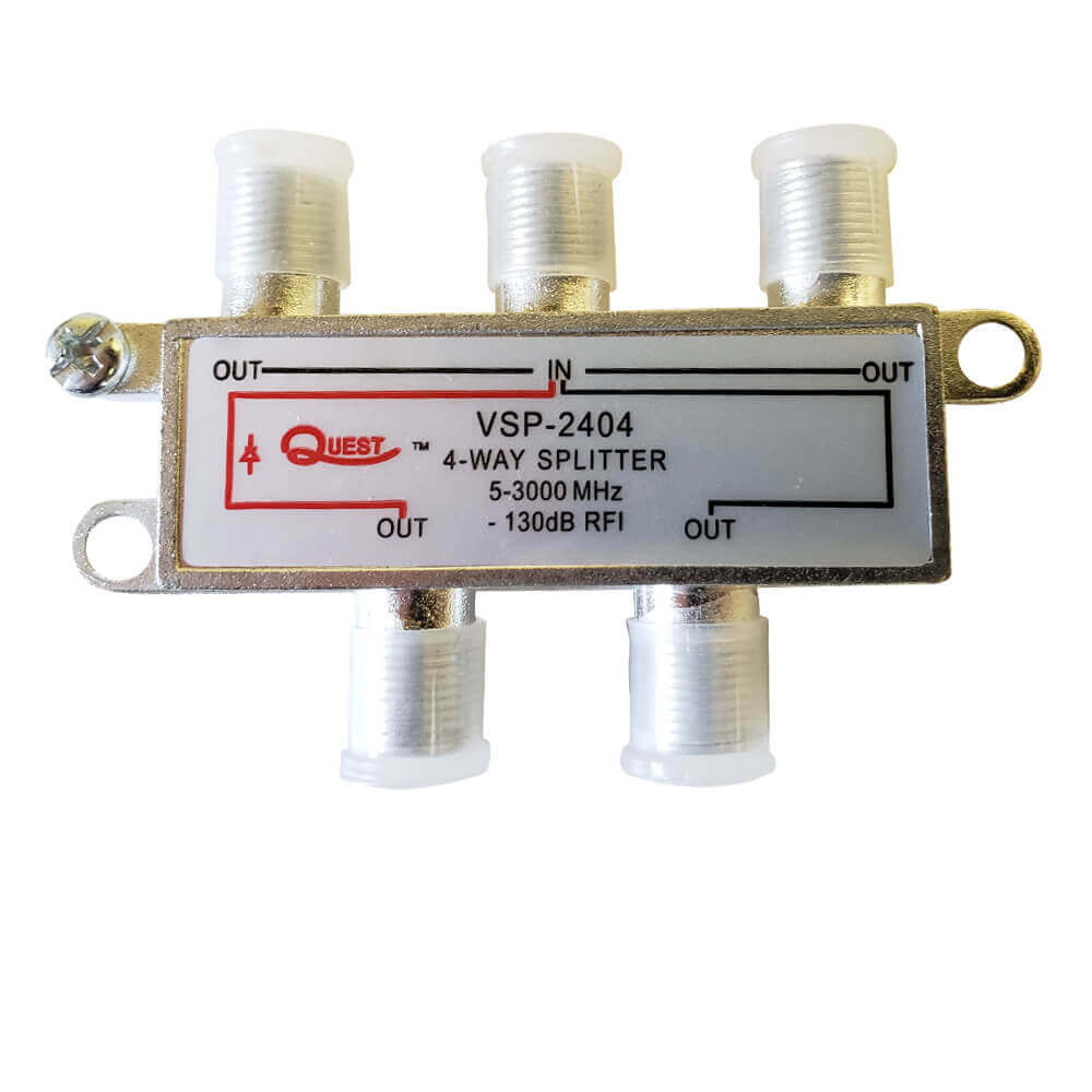 Quest VSP-2404 – Splitter para TV satelital de 4 vías, horizontal, 3Ghz