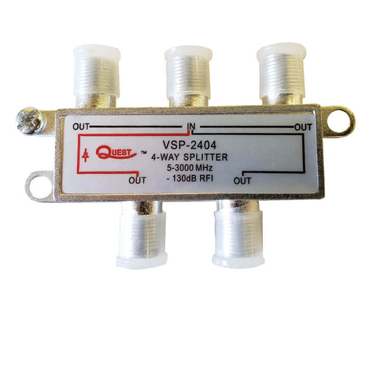 Quest VSP-2404 – Splitter para TV satelital de 4 vías, horizontal, 3Ghz