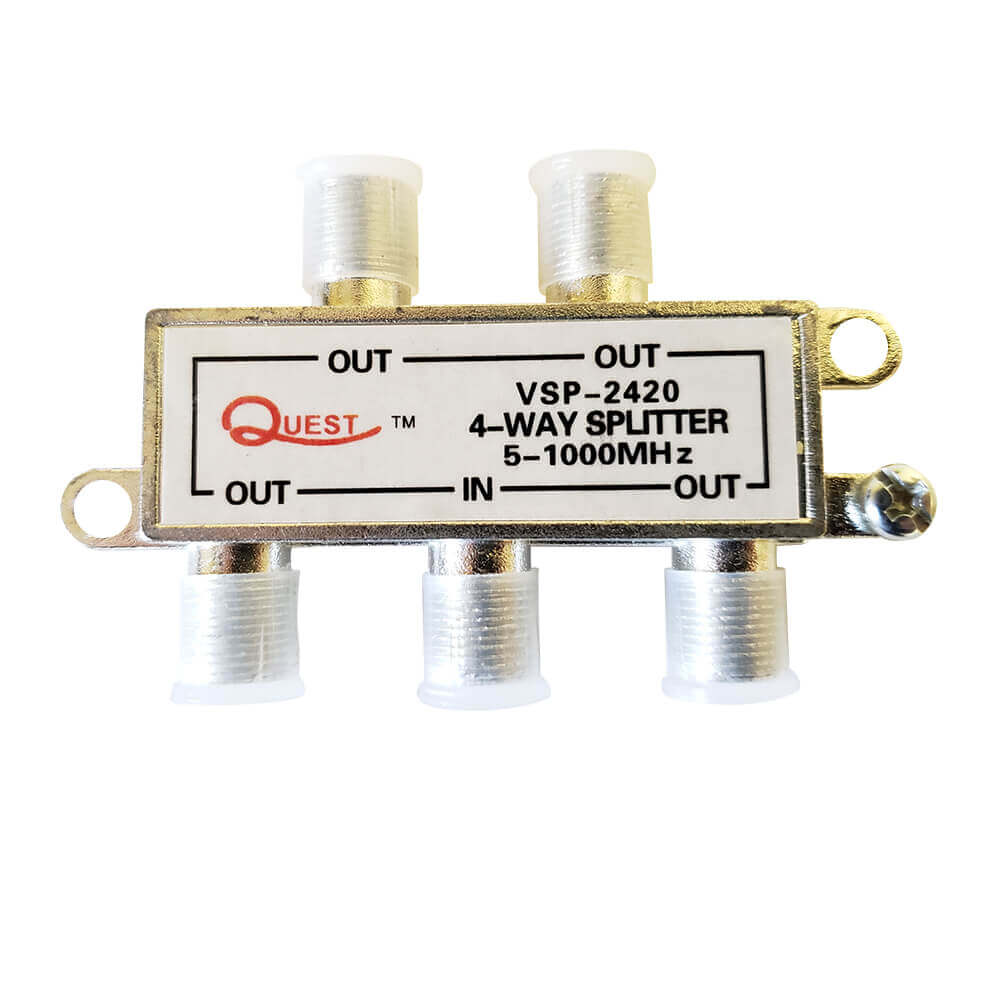 Quest VSP-2420 – Splitter para Cable TV de 4 salidas, horizontal, 1Ghz