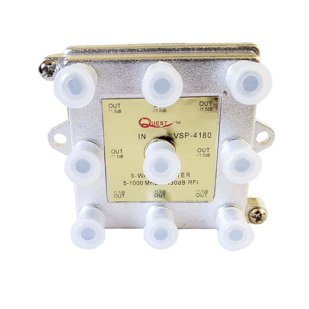 Quest VSP-4180 – Repartidor para señal de cable TV de 8 salidas, vertical, 1Ghz