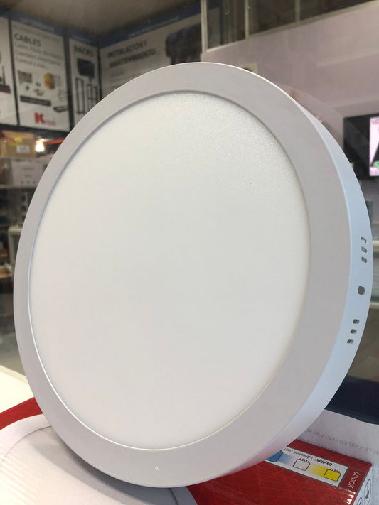 Panel LED redondo de 24 watts, luz blanca, superficial, acabado en color blanco, 100-277V – TekLed 165-03956